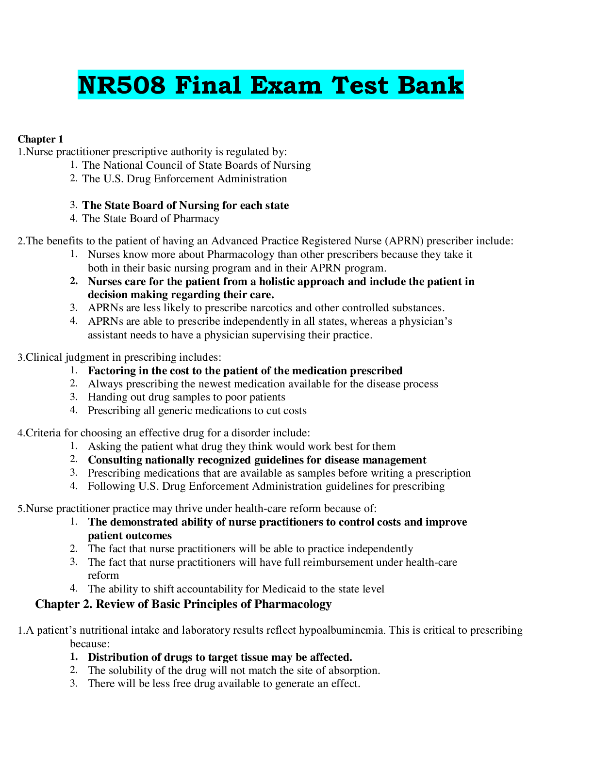 Preview image of NR508 Final Exam Test Bank document